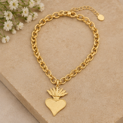 Susan Shaw Flaming Heart Chain Neclace