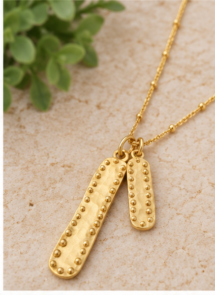 Susan Shaw Dotted Bar Chain Necklace