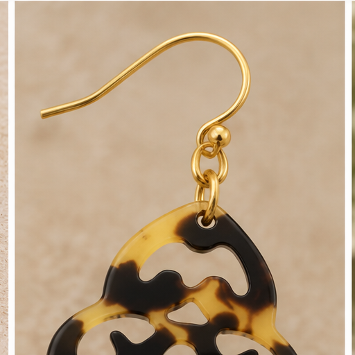 Susan Shaw Teardrop Tortoise Filigree Earrings