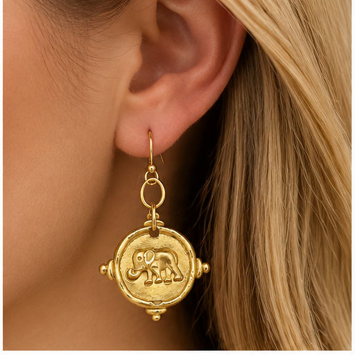 Susan Shaw Elephant Intaglio Earrings