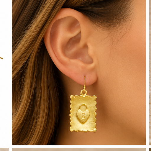 Susan Shaw Lock Stamp Earrings