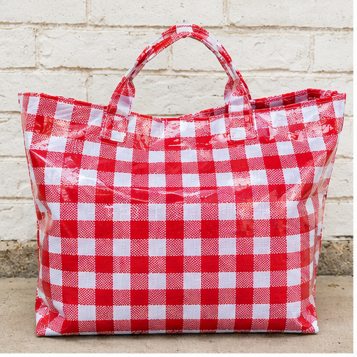 Nash Gray Red & White Checkered Tote Bag