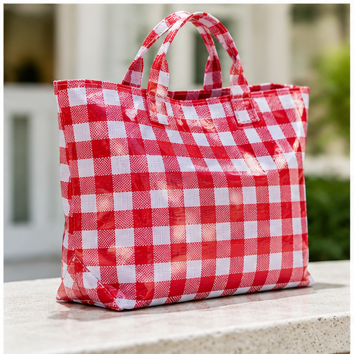 Nash Gray Red & White Checkered Tote Bag