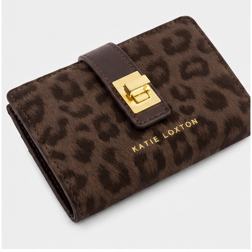 Katie Loxton Chocolate Leopard Orin Twist Lock Wallet