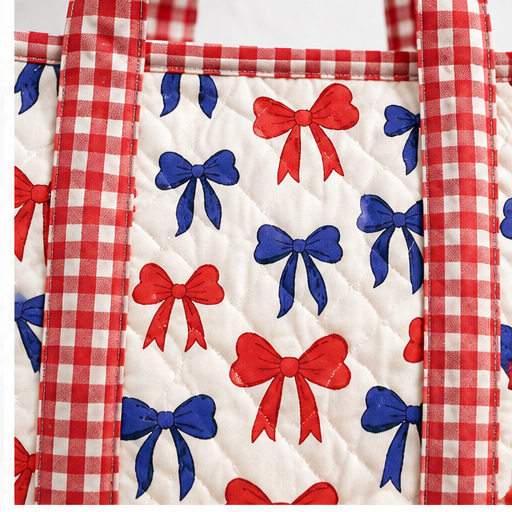 Nash Gray American Red/Blue Bow Tote