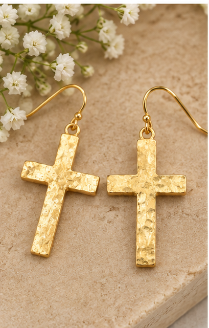 Susan Shaw Gold Cross Earrings
