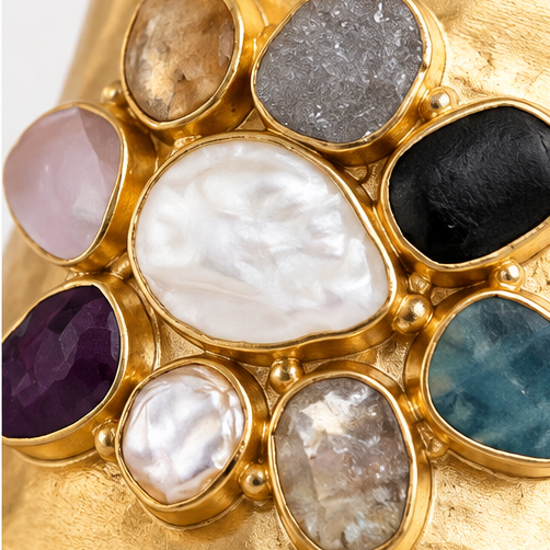 Winton & Waits Gold Cuff with Stones