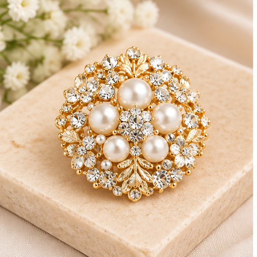 Winton & Waits Gold and Pearl Brooch