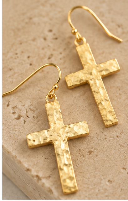 Susan Shaw Gold Cross Earrings