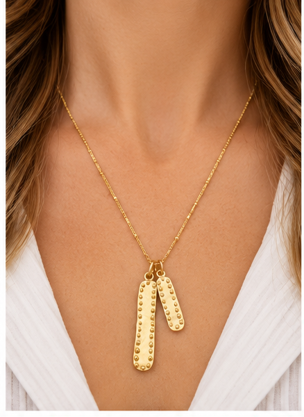 Susan Shaw Dotted Bar Chain Necklace