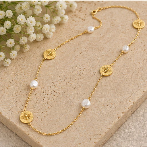 Susan Shaw Bee + Pearl Layering Necklace
