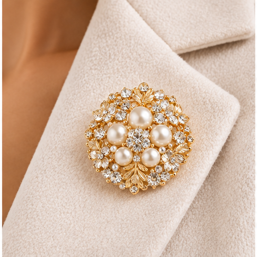 Winton & Waits Gold and Pearl Brooch