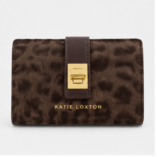 Katie Loxton Chocolate Leopard Orin Twist Lock Wallet