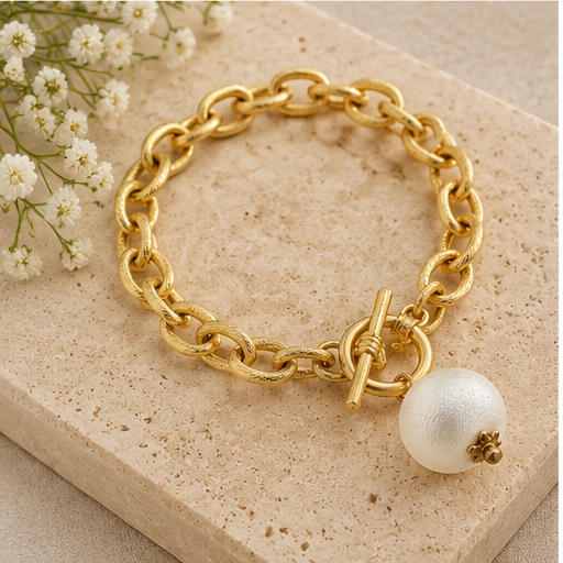 Susan Shaw Cotton Pearl Toggle Bracelet