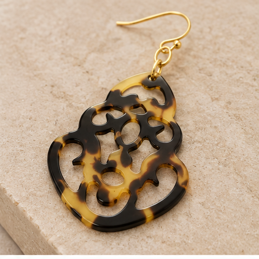 Susan Shaw Teardrop Tortoise Filigree Earrings