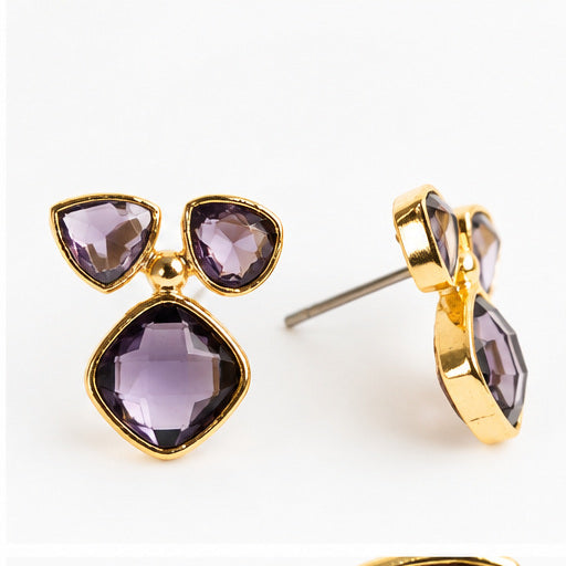 Winton & Waits Amethyst Gemstone Stud Earrings