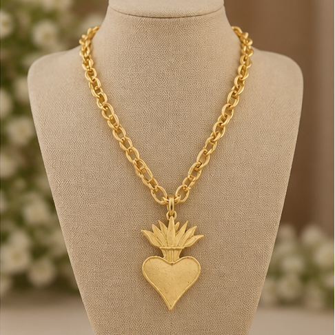 Susan Shaw Flaming Heart Chain Neclace