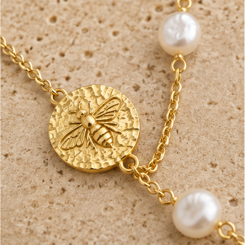 Susan Shaw Bee + Pearl Layering Necklace