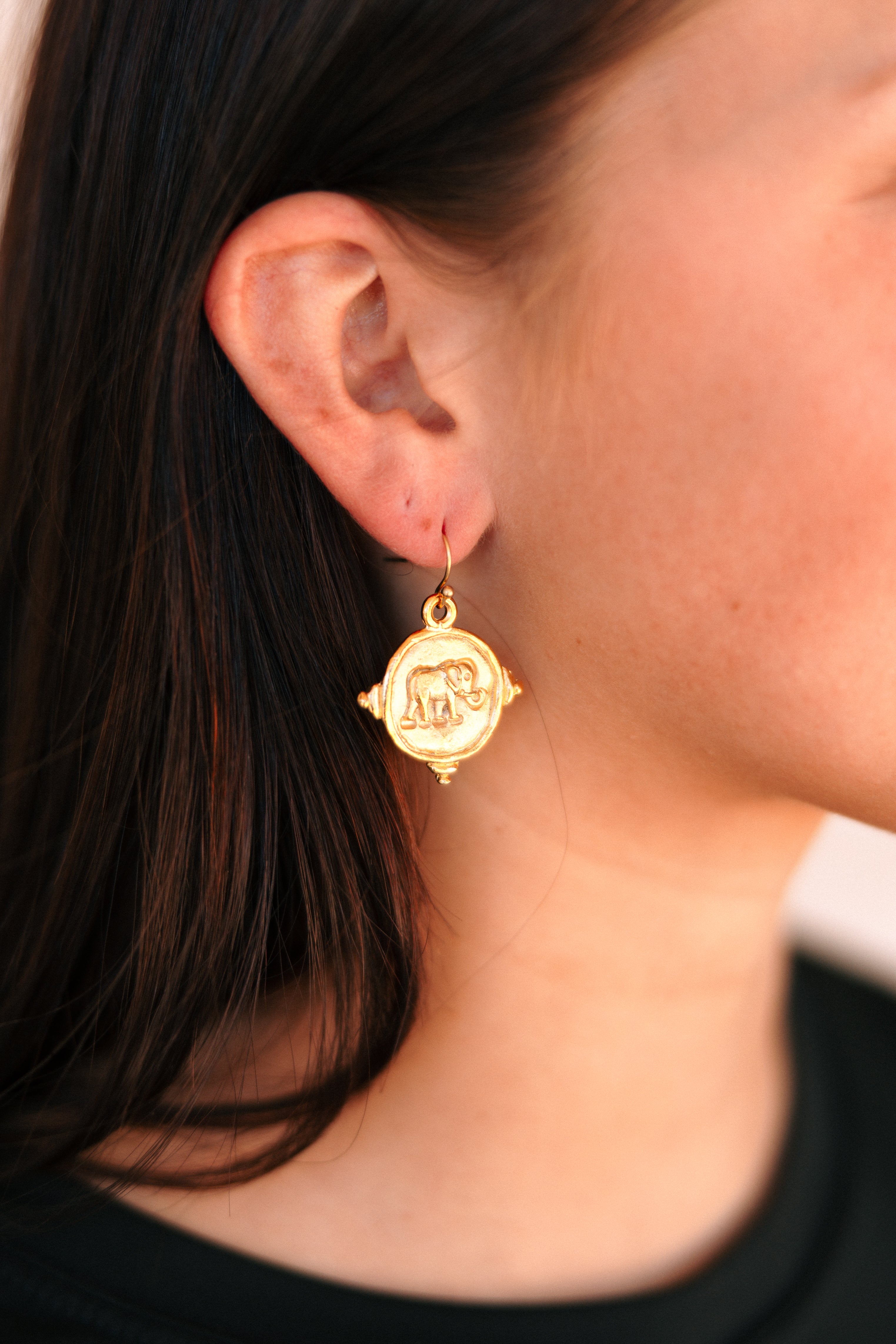 Elephant Intaglio Earrings