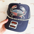Faux Quiltwork Crab Trucker Hat