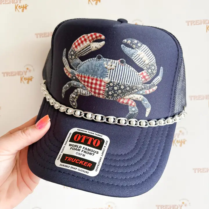 Faux Quiltwork Crab Trucker Hat