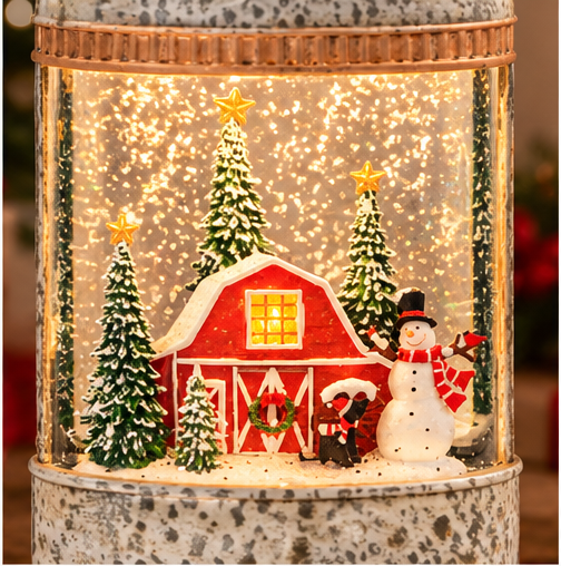Roman Lighted Swirl Winter Farm Milk Can