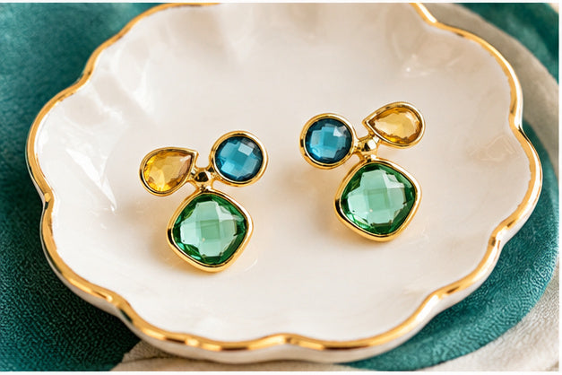 Winton & Waits Multi Gemstone Stud Earrings