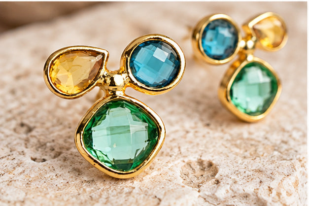 Winton & Waits Multi Gemstone Stud Earrings