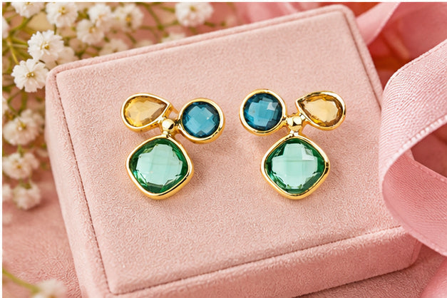 Winton & Waits Multi Gemstone Stud Earrings