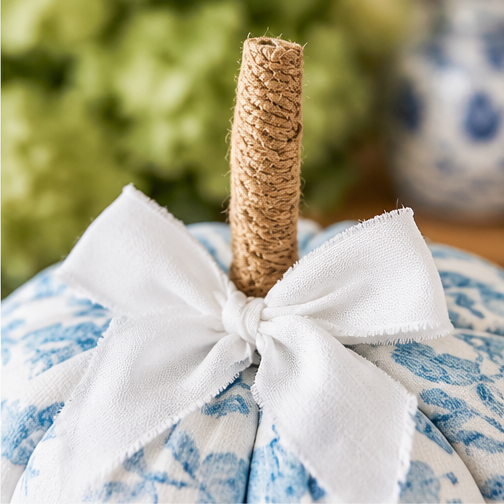 Mud Pie Small Blue Floral-Patterned Pumpkin