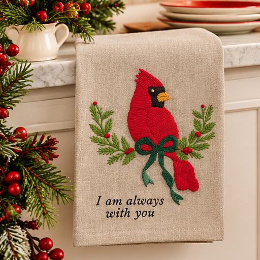 Mud Pie Cardinal Embroidered Hand Towel