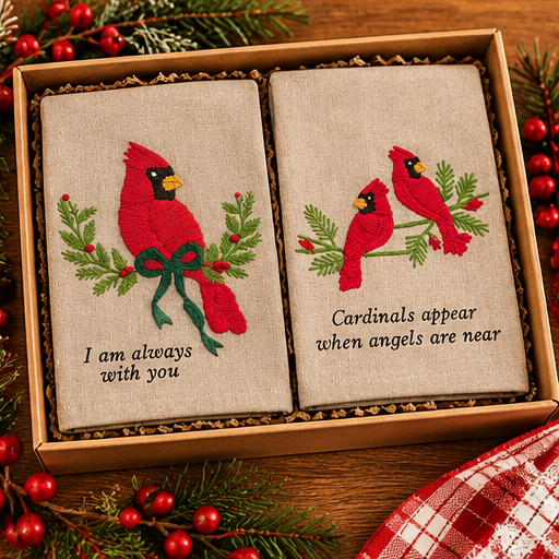 Mud Pie Cardinal Embroidered Hand Towel