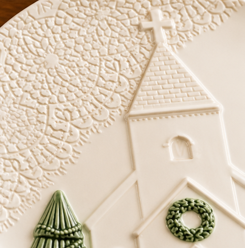 Mud Pie Pressed Christmas Church Platter