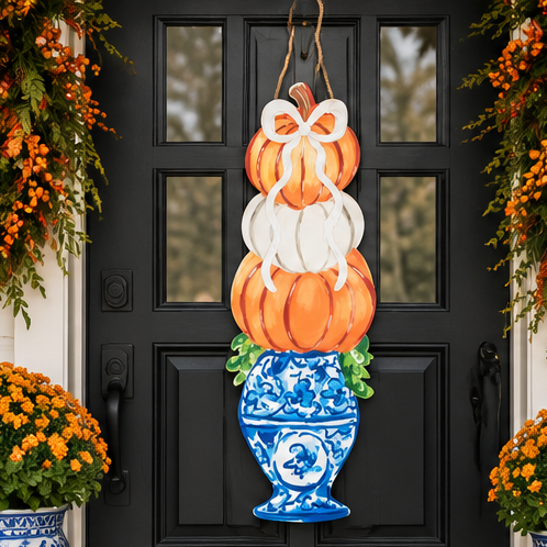 Mud Pie Topiary Pumpkin Door Hanger