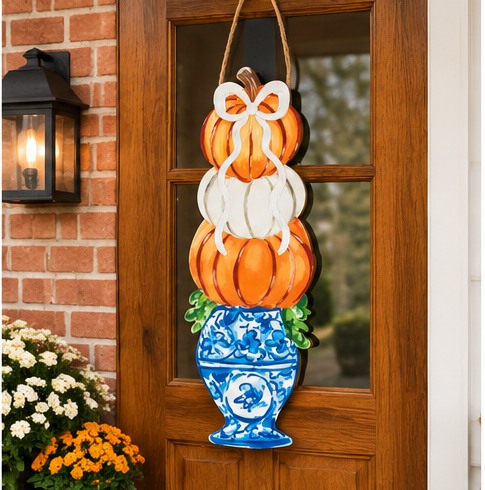 Mud Pie Topiary Pumpkin Door Hanger