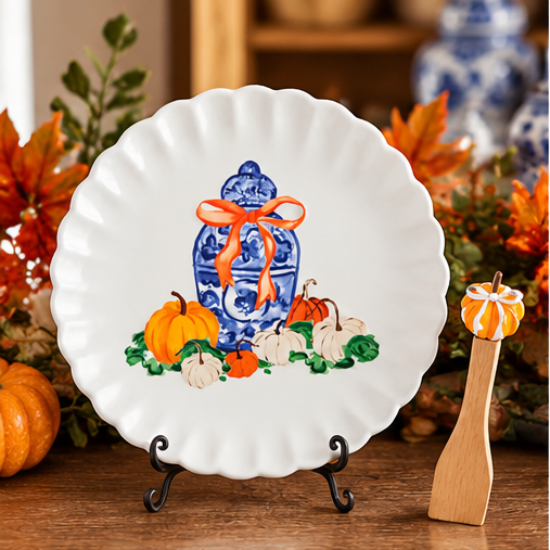 Mud Pie Topiary Pumpkin Cookie Plate