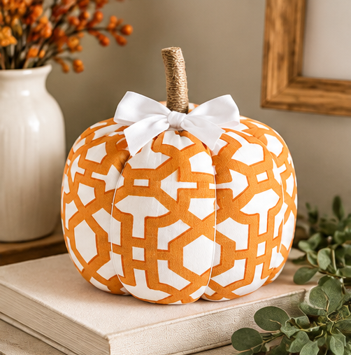 Mud Pie Medium Geomatric Patterned Pumpkin