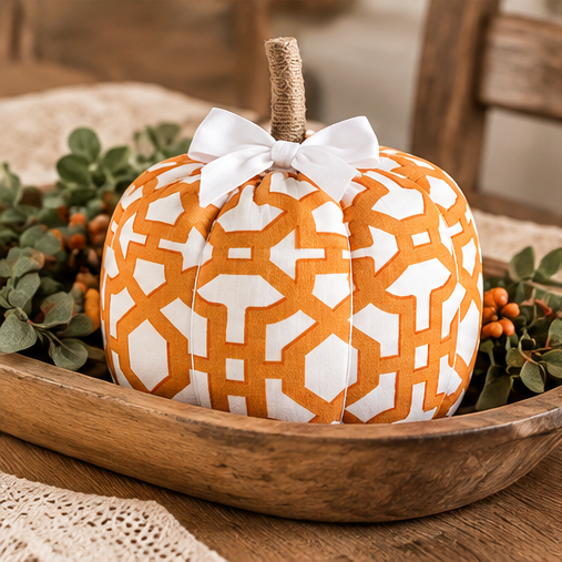 Mud Pie Medium Geomatric Patterned Pumpkin