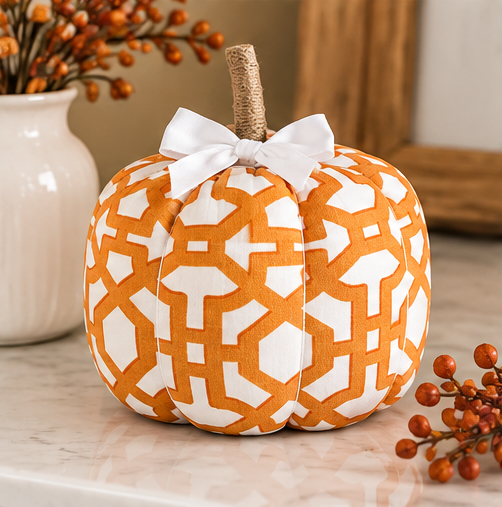 Mud Pie Medium Geomatric Patterned Pumpkin