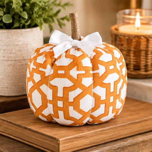 Mud Pie Medium Geomatric Patterned Pumpkin