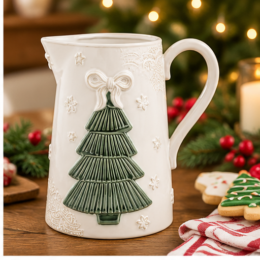 Mud Pie White Ceramic Tree Pitcher