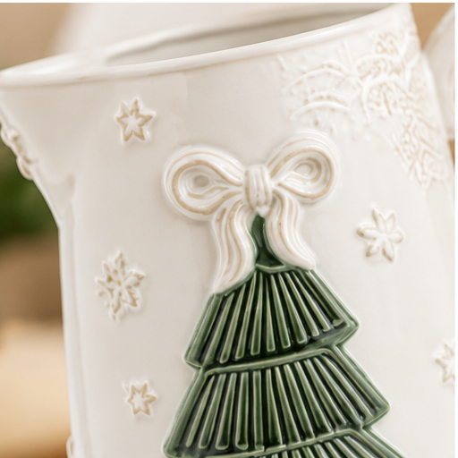 Mud Pie White Ceramic Tree Pitcher