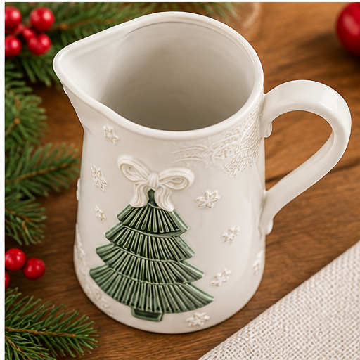 Mud Pie White Ceramic Tree Pitcher