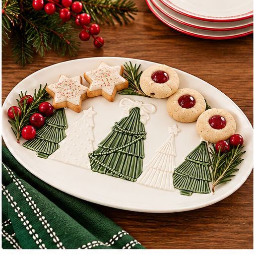 Mud Pie Pressed Lace Christmas Tree Platter