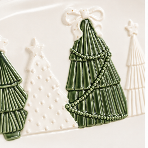 Mud Pie Pressed Lace Christmas Tree Platter