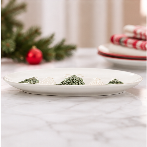 Mud Pie Pressed Lace Christmas Tree Platter