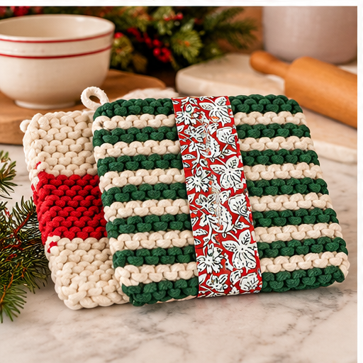 Mud Pie Holiday Stripe Potholder