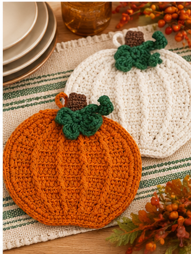 Mud Pie Knit Pumpkin Trivet