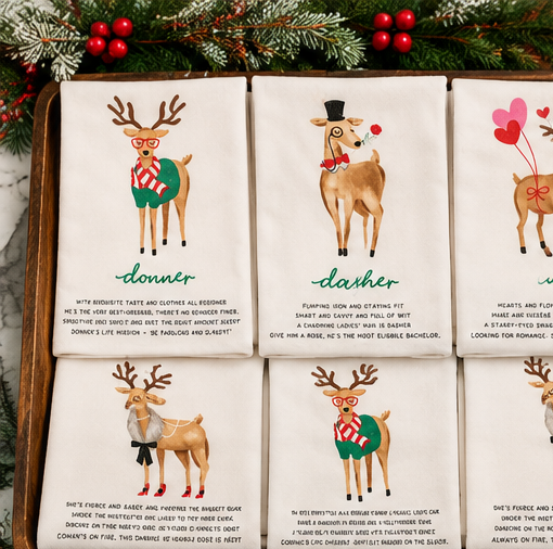 Mud Pie Reindeer Poem Towels