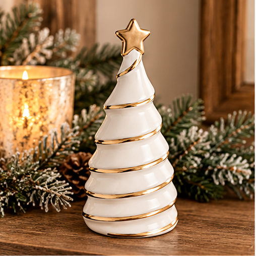 Mud Pie Medium White & Gold Tree Sitter